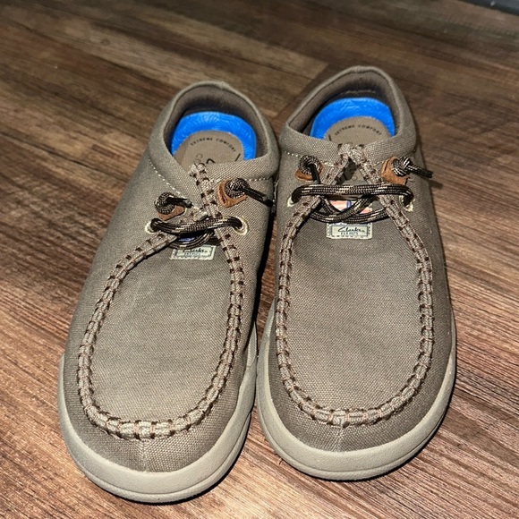 Clarks Driftlite Surf Interest Mens Canvas Extreme Comfort Shoes TAUPE Size 7 - Picture 1 of 5